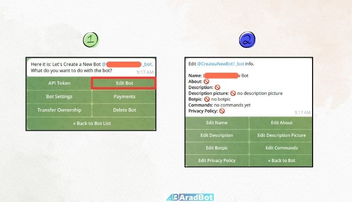 ویرایش ربات تلگرام