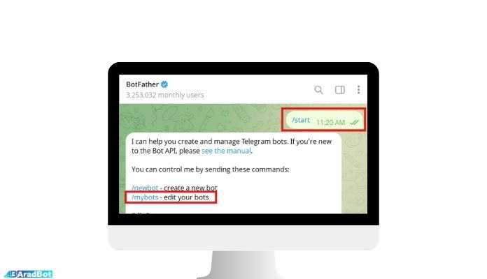 انتقال مالکیت ربات تلگرام مرحله 1