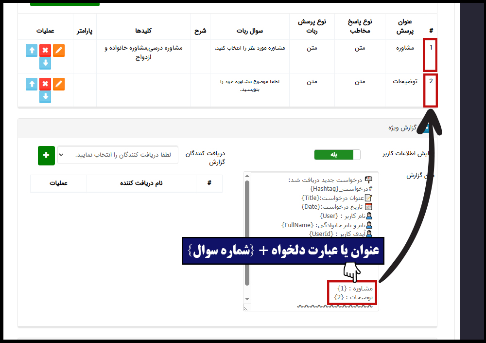 شخصی سازی اطلاعات گزارش ویژه