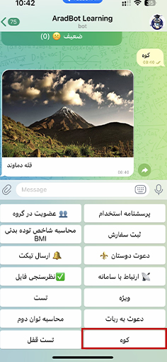 انتخاب دکمه کوه در ربات